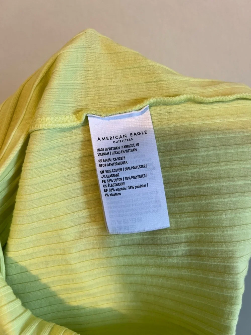 American Eagle Lime Green Ribbed Cropped Cami - Picture 2 of 2